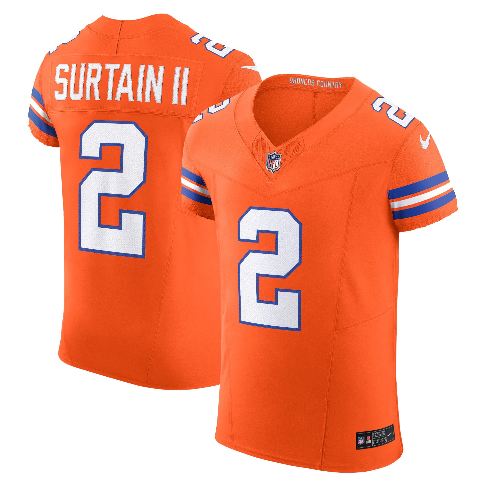 Denver Broncos Patrick Surtain II Orange Vapor F.U.S.E. Elite Jersey Vapor F.U.S.E. Elite Jersey