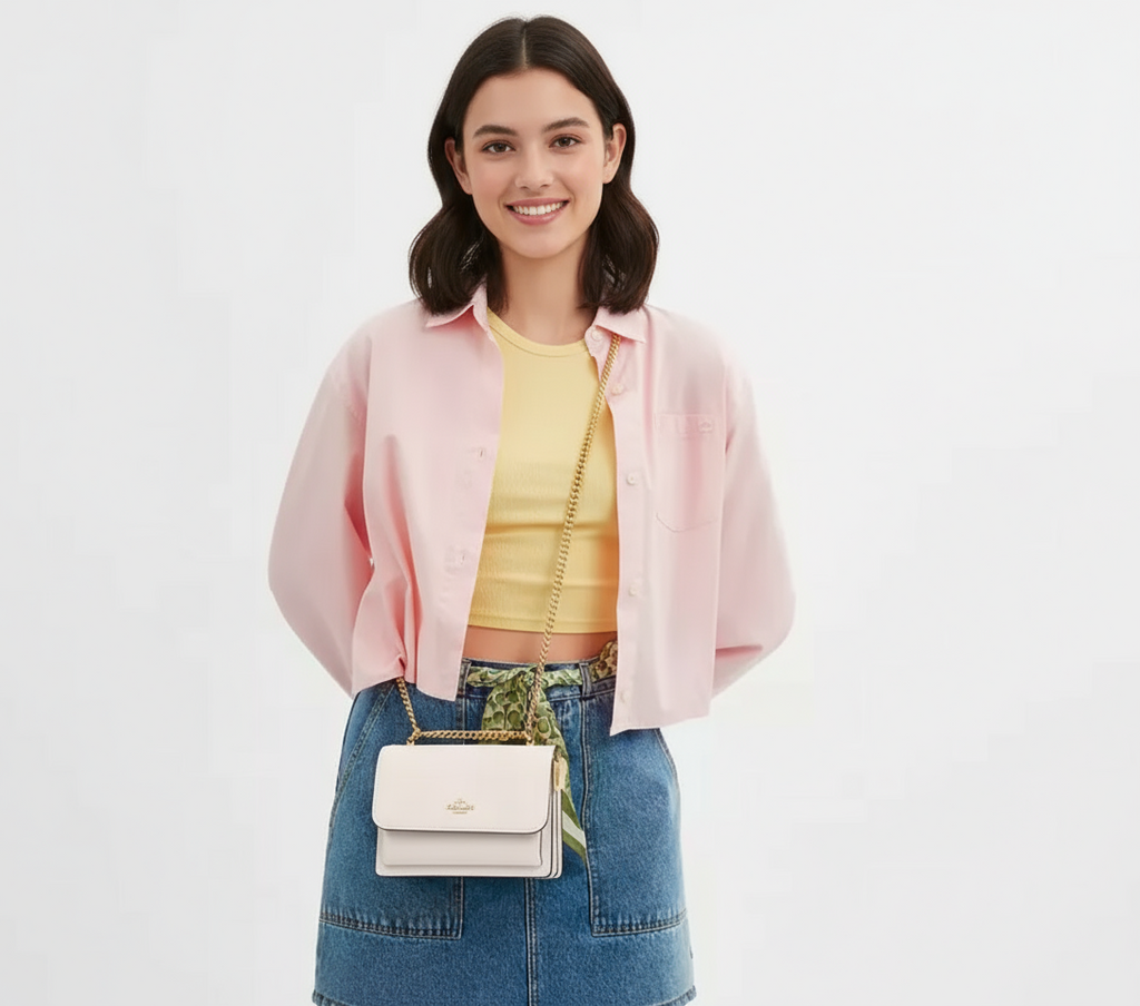 NWT Coach Mini Klare Crossbody Leather Bag In Gold/Chalk