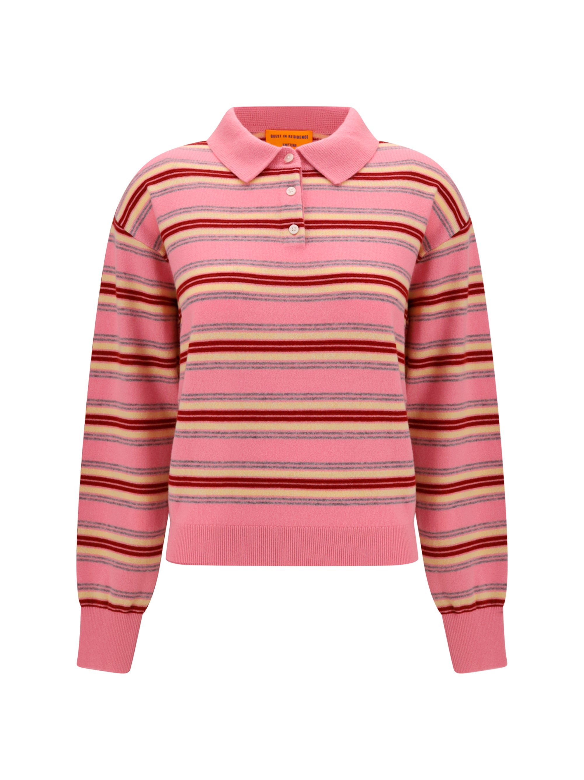 Guest In Residence Women College Striped Polo Sweater