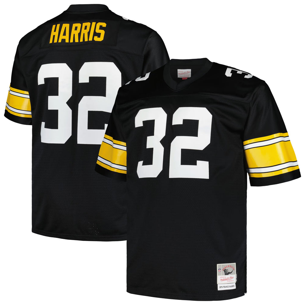 Pittsburgh Steelers Franco Harris Mitchell & Ness Black Big & Tall 1976 Legacy Retired Player Jersey