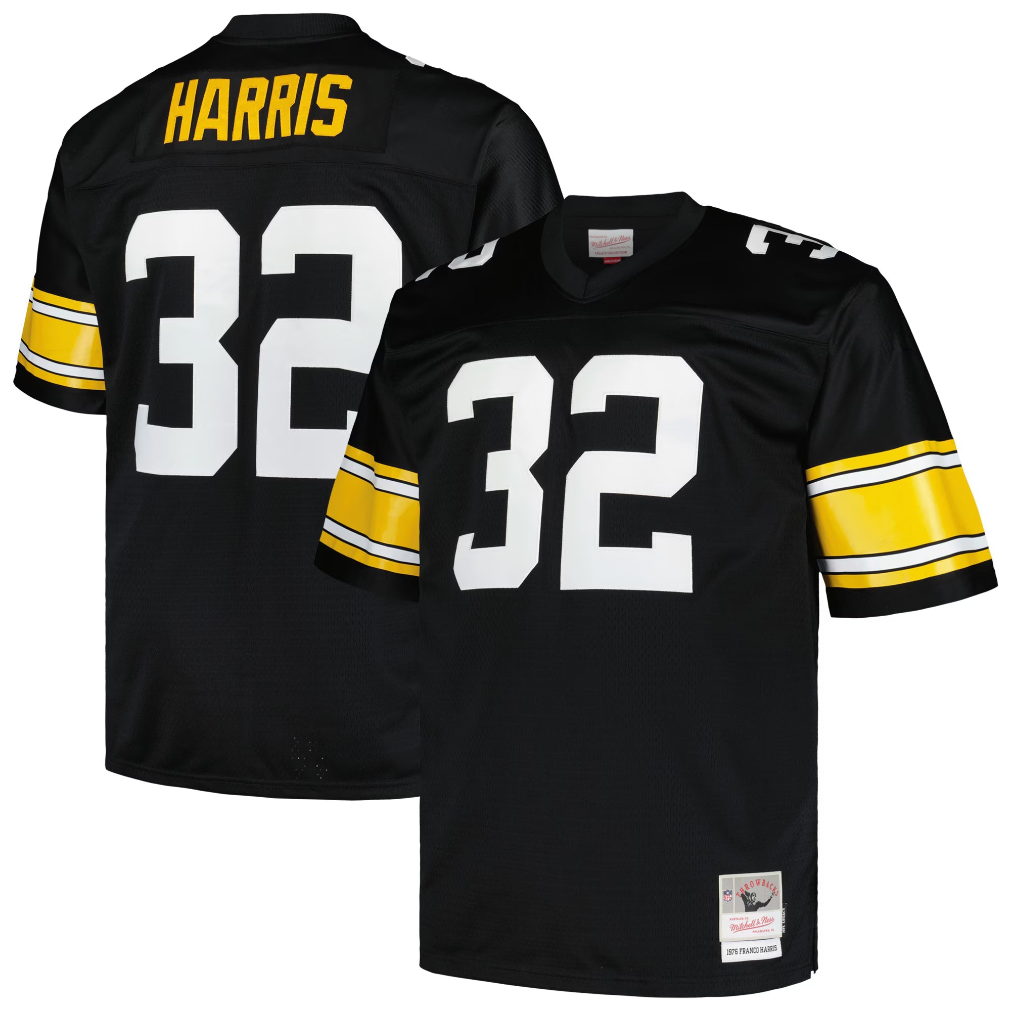 Pittsburgh Steelers Franco Harris Mitchell & Ness Black Big & Tall 1976 Legacy Retired Player Jersey