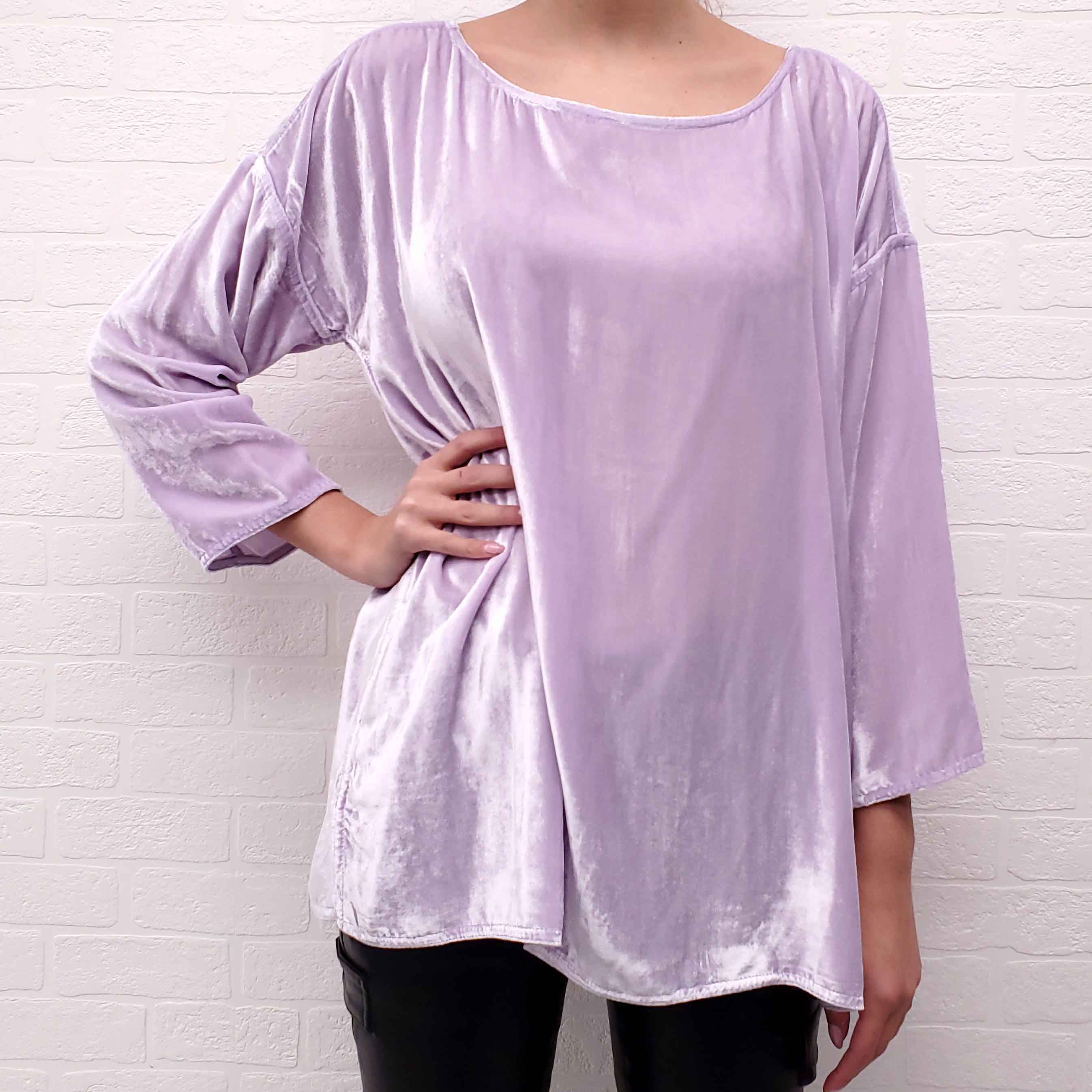 CALYPSO LIGHT PURPLE VELVET TOP - SIZE M
