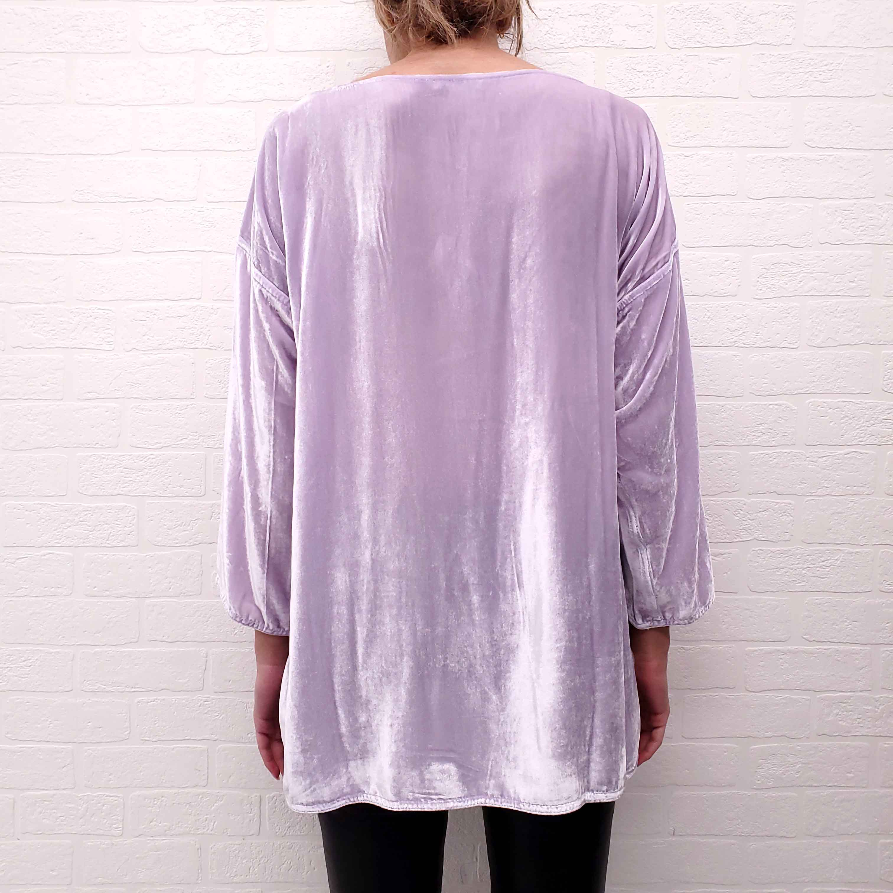 CALYPSO LIGHT PURPLE VELVET TOP - SIZE M
