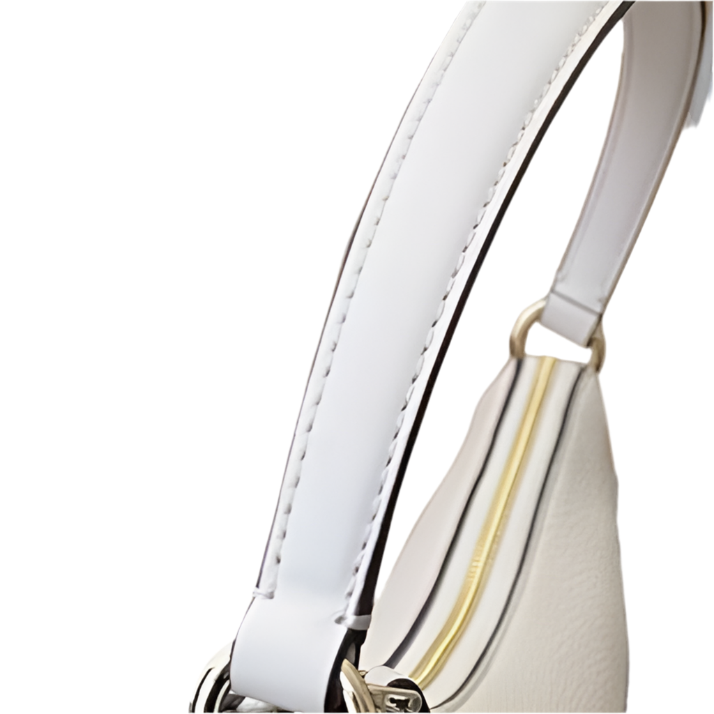 NWT Michael Kors LARGE Dover Top Zip Half Moon Leather Shoulder white Bag