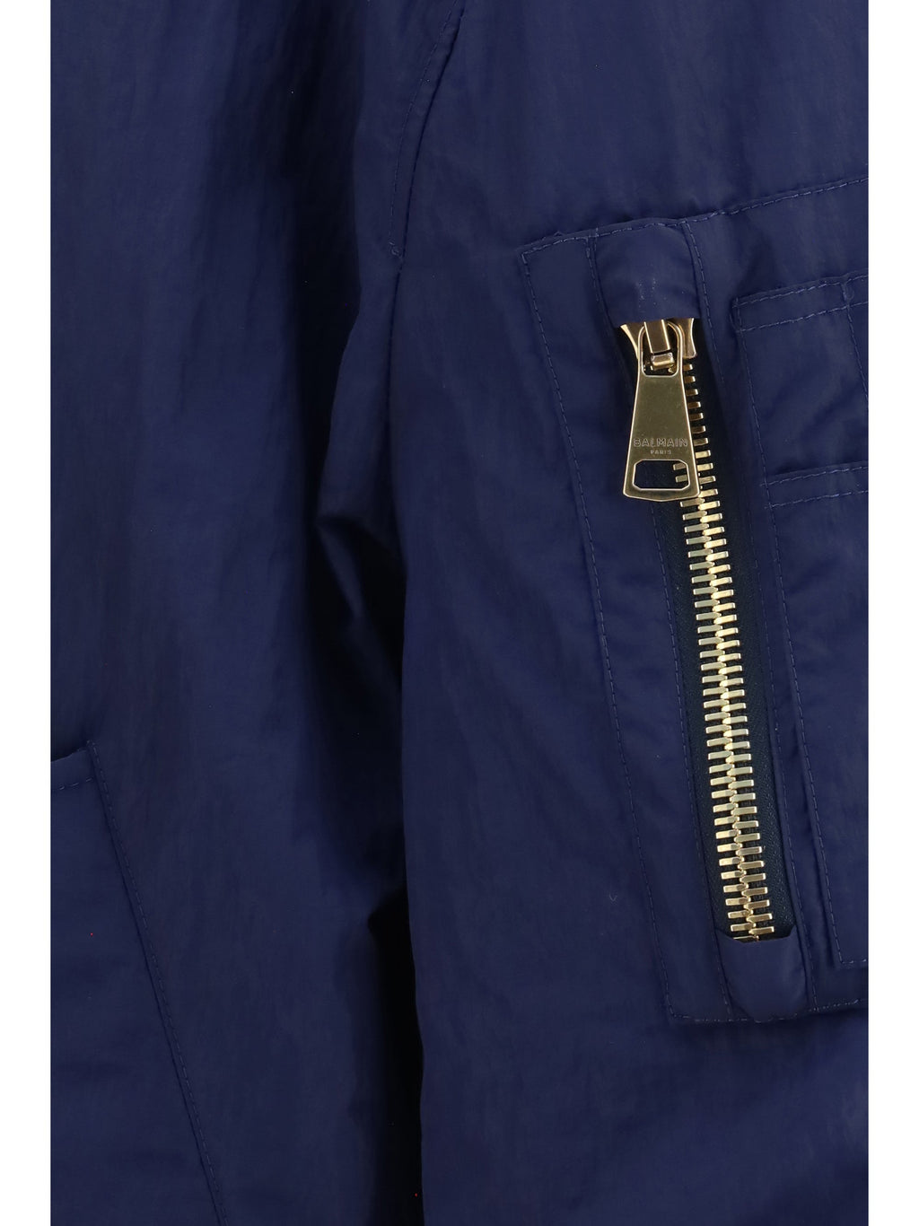 Balmain Men Nylon Bomber Jacket With Embroidered Back Logo