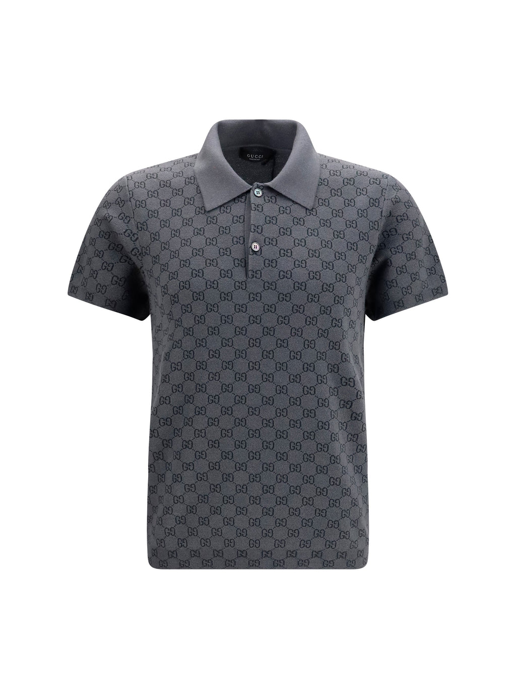 Gucci Men Gg Jacquard Wool And Silk Polo Shirt