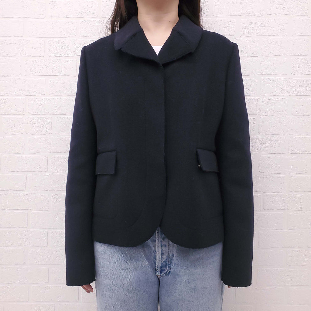 CÉDRIC CHARLIER NAVY COAT - SIZE 14
