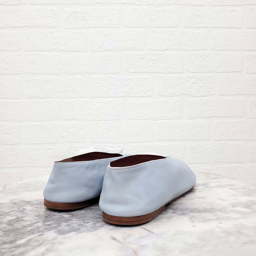 CELINE BABY BLUE LEATHER POINTED TOE BALLET FLATS - SIZE 40.5
