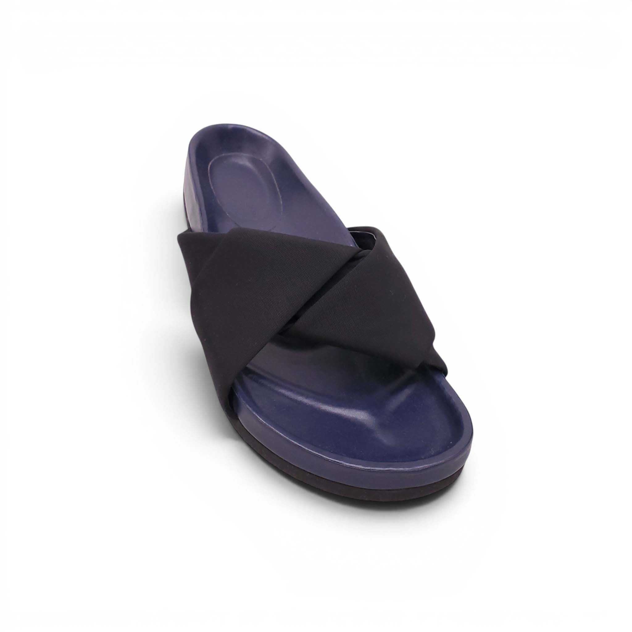 CELINE BLACK AND NAVY SLIDE SANDALS - SIZE 38