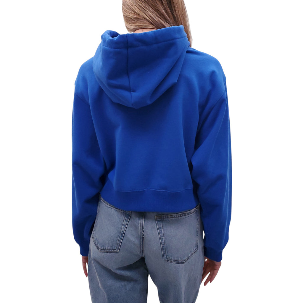 CELINE ROYAL BLUE CROPPED LOGO HOODIE - SIZE M
