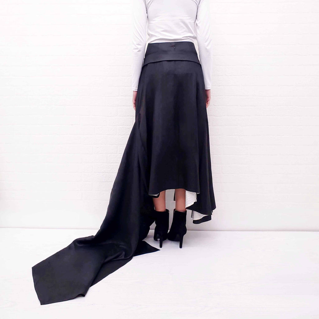 CELINE RUNWAY BLACK SKIRT WITH GOLD CLASP DETAIL - SIZE 38