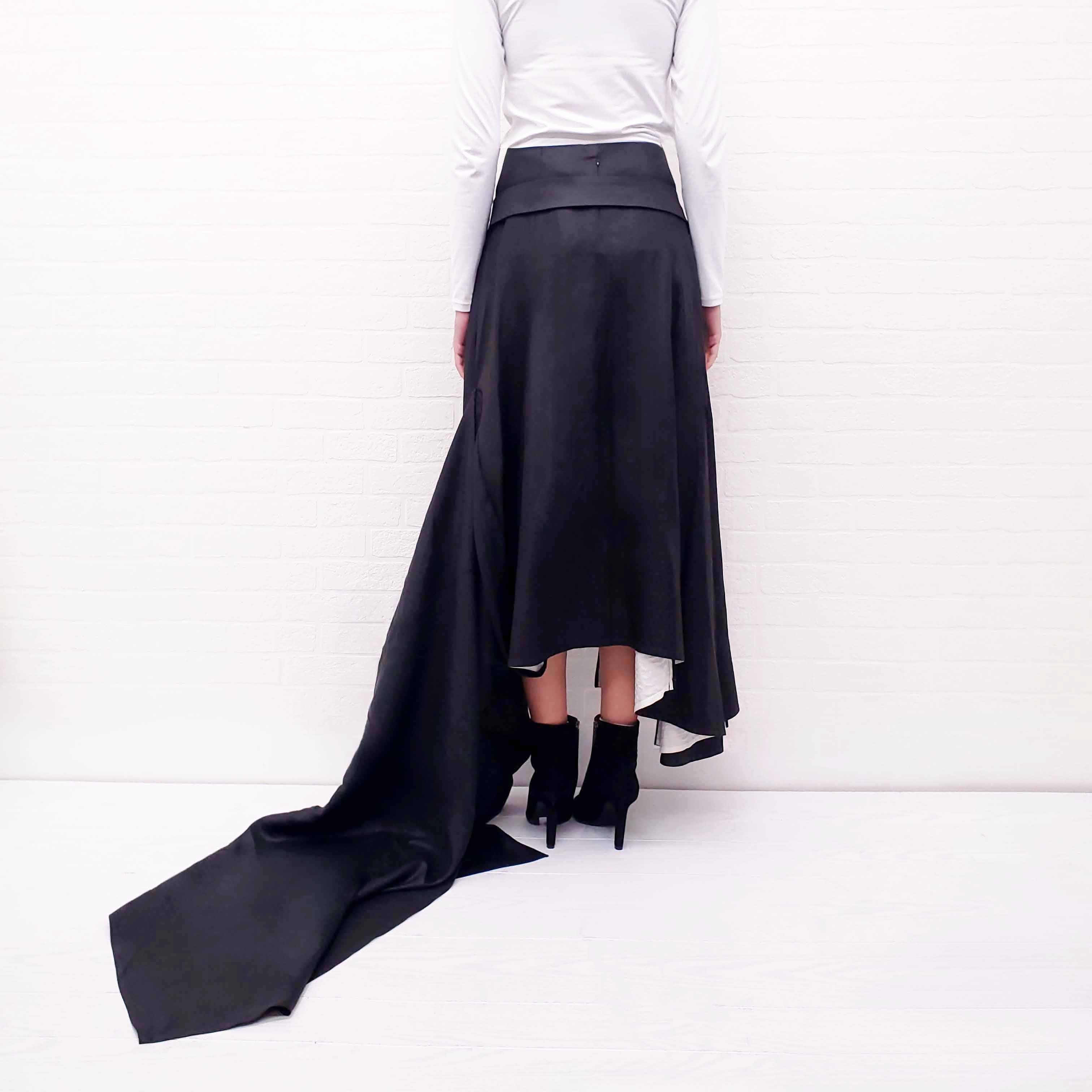 CELINE RUNWAY BLACK SKIRT WITH GOLD CLASP DETAIL - SIZE 38