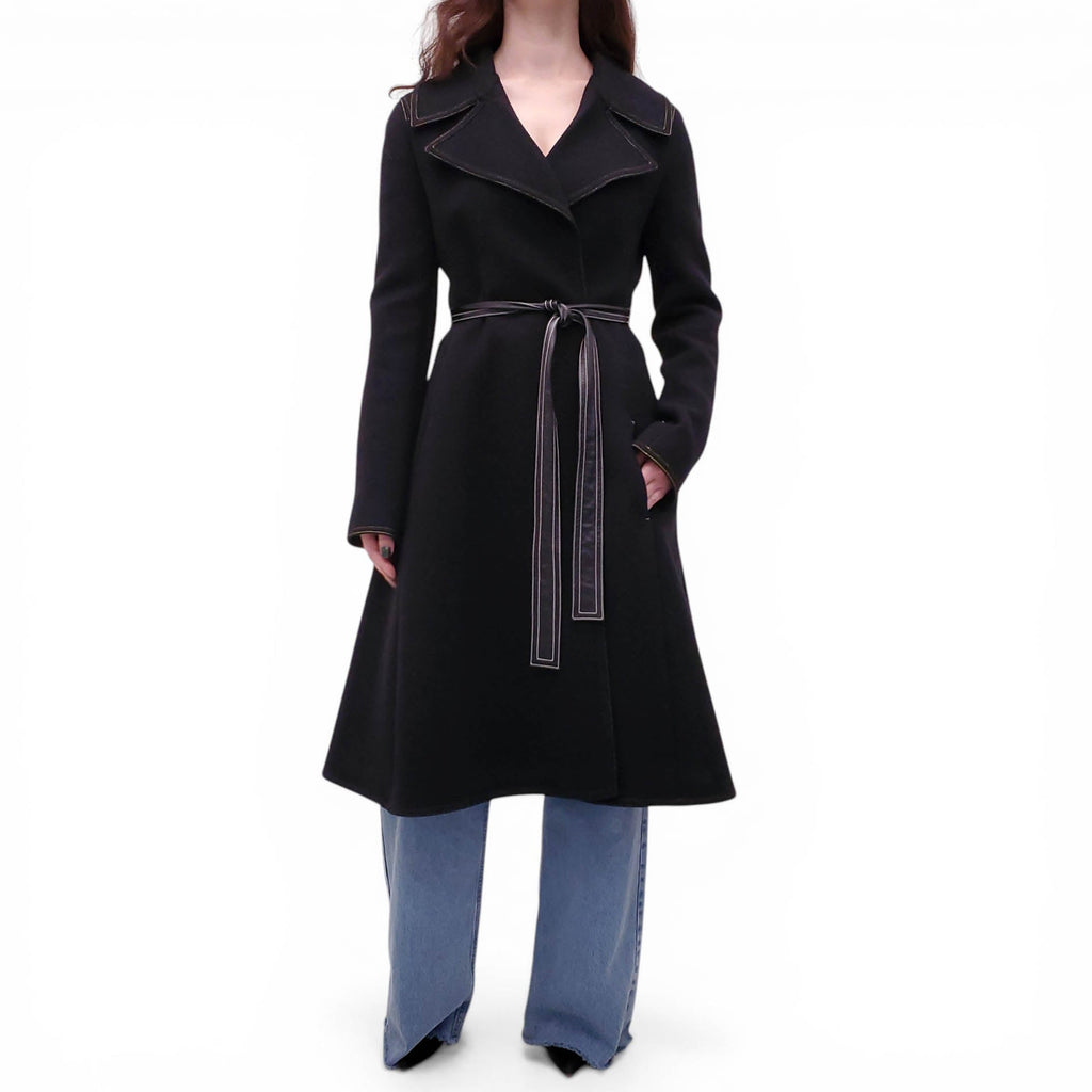 CELINE VINTAGE PHOEBE PHILO TIE COAT - SIZE 42