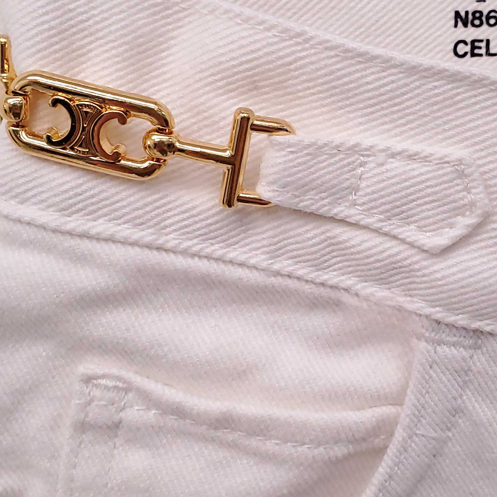CELINE WHITE STRAIGHT LEG TRIOMPHE JEANS - SIZE 24