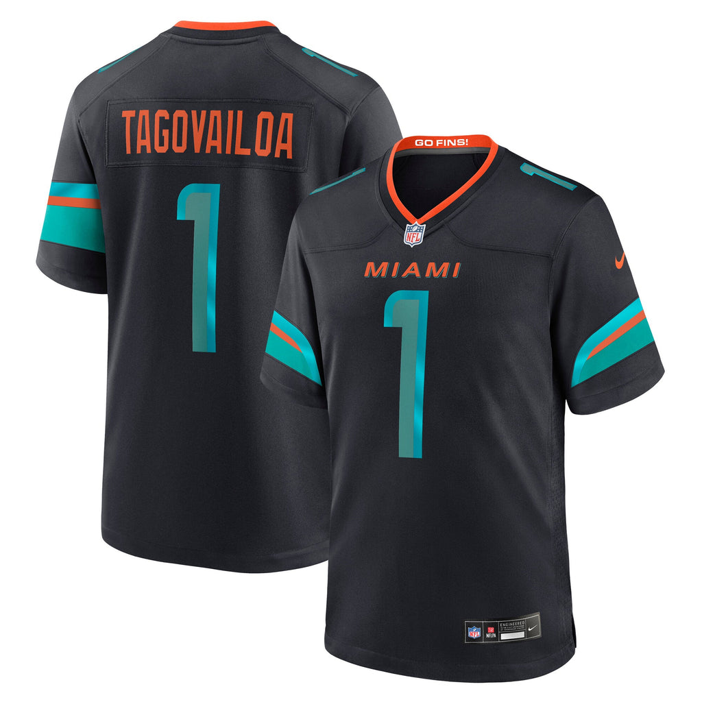Miami Dolphins Tua Tagovailoa Pitch Blue 2025 Rivalries Collection Game Jersey