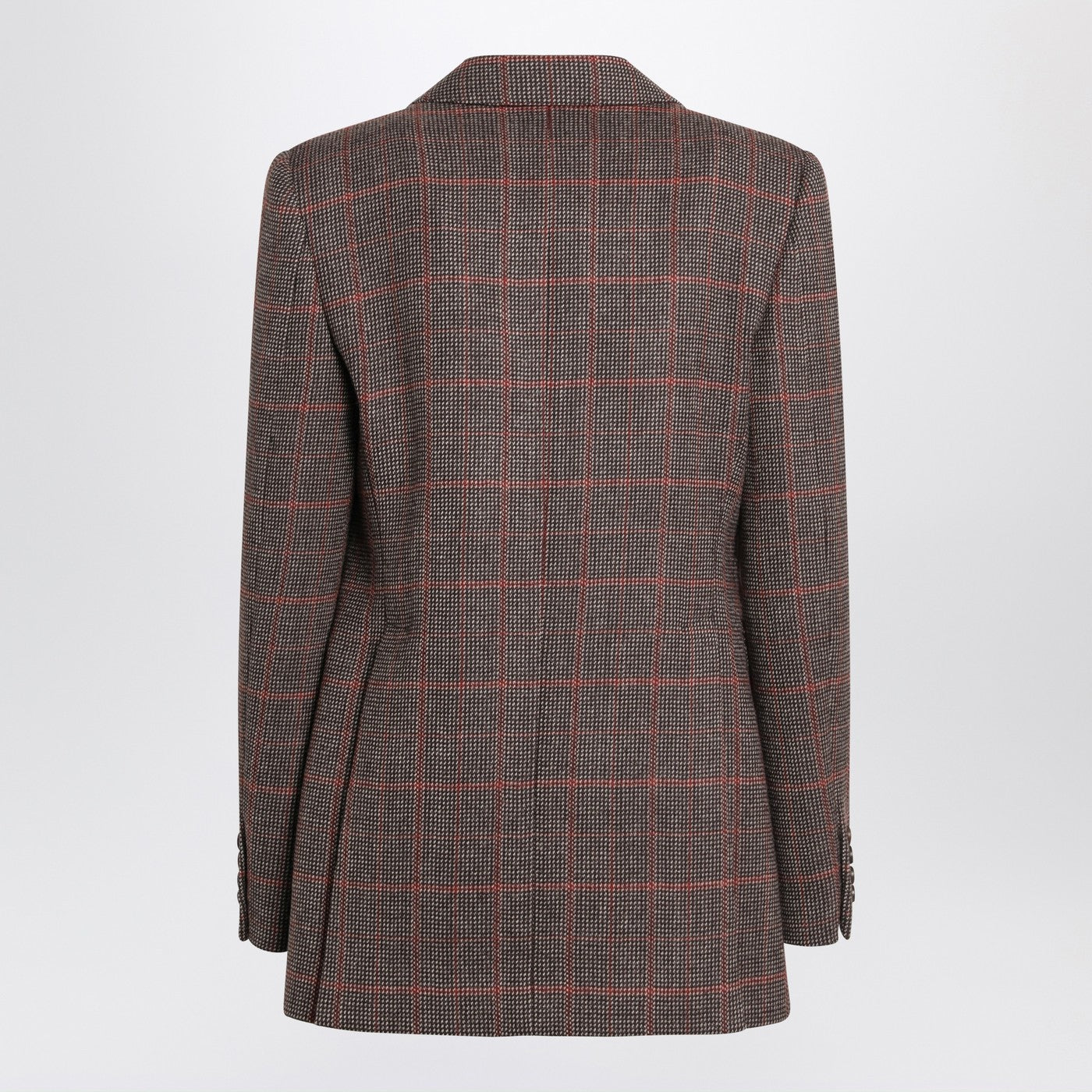 Chloe Single-Breasted Checked Brown Wool Jacket Women