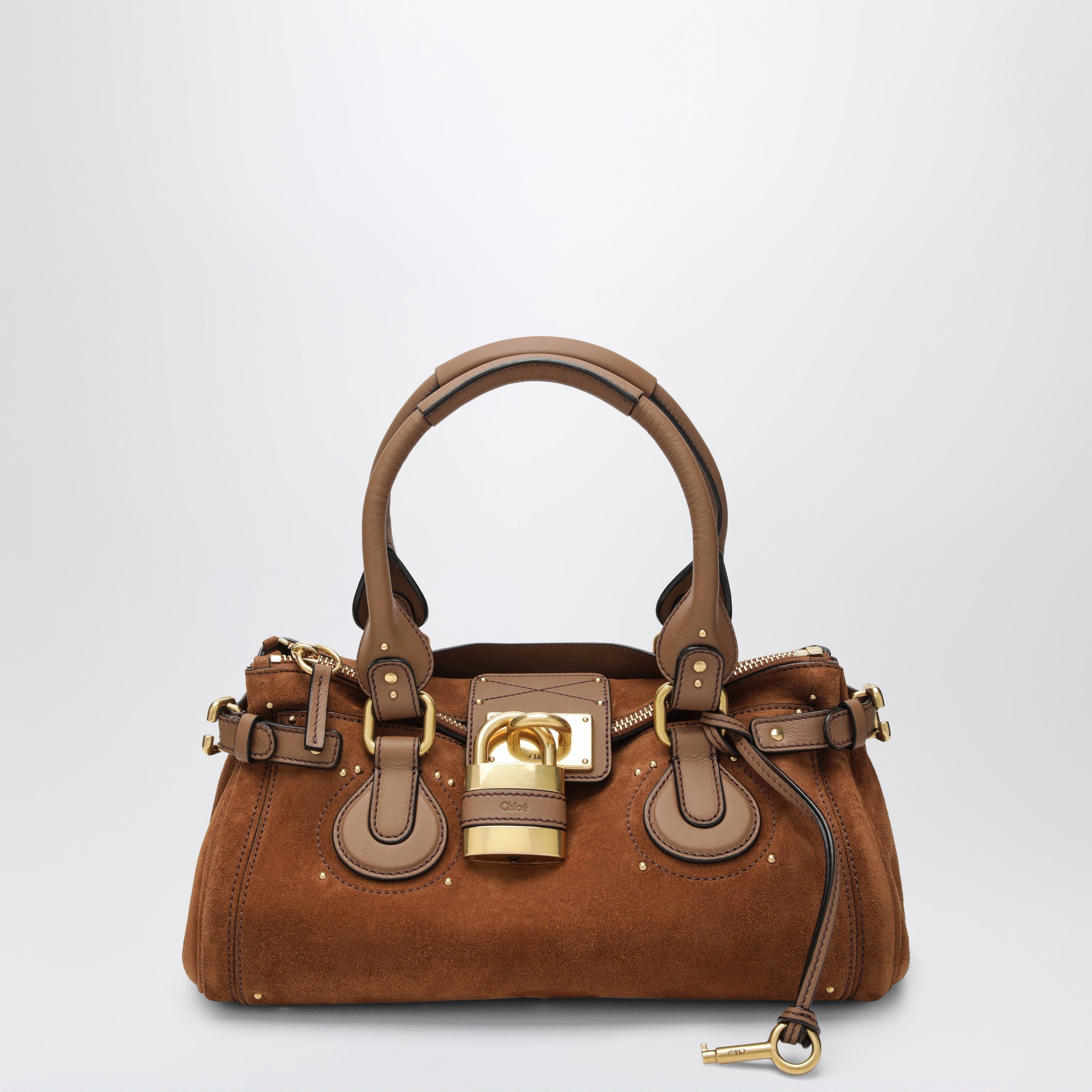 Chloe Paddington Suede Calf Leather Bag In Vintage Brown Women