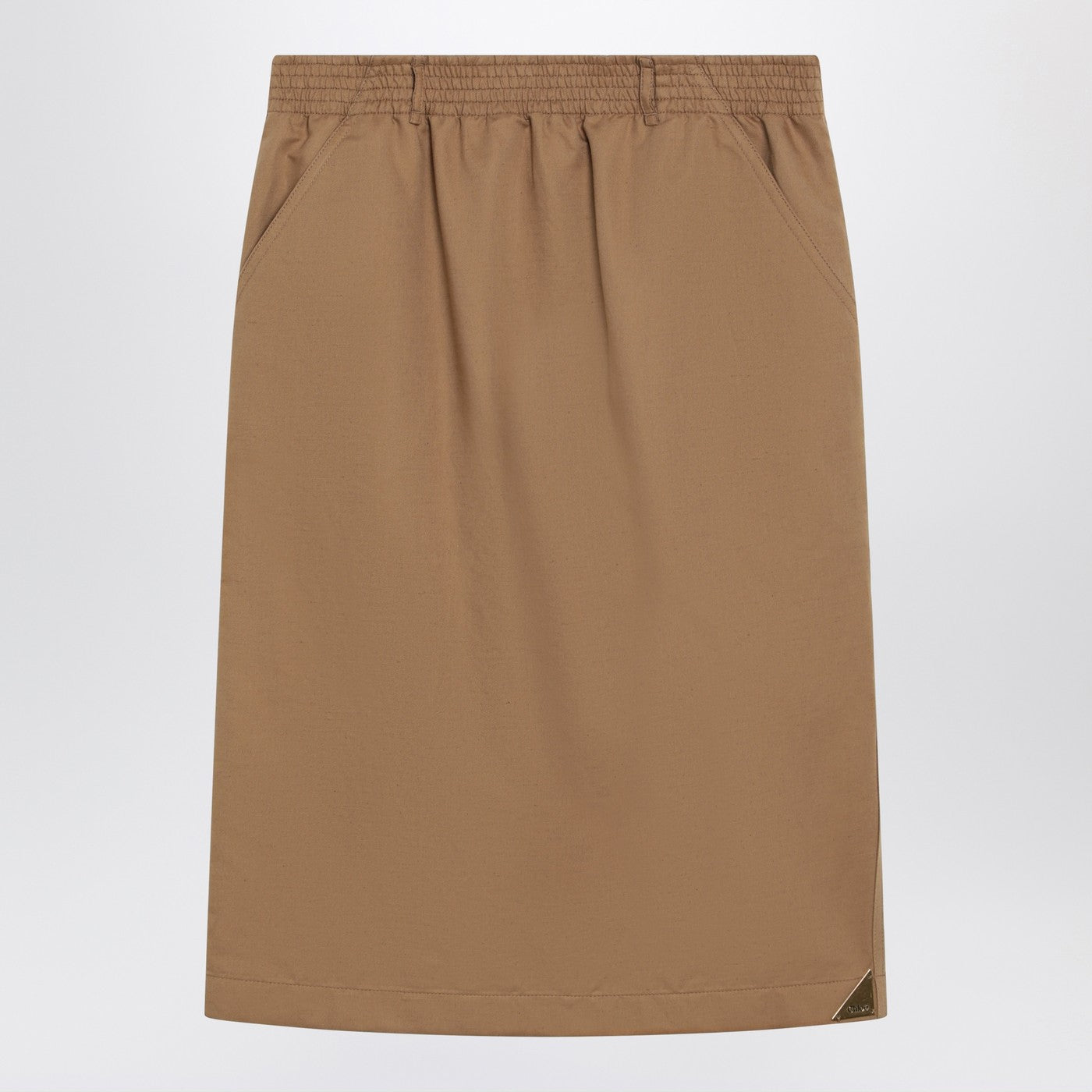 Chloe Beige Midi Pencil Skirt Women