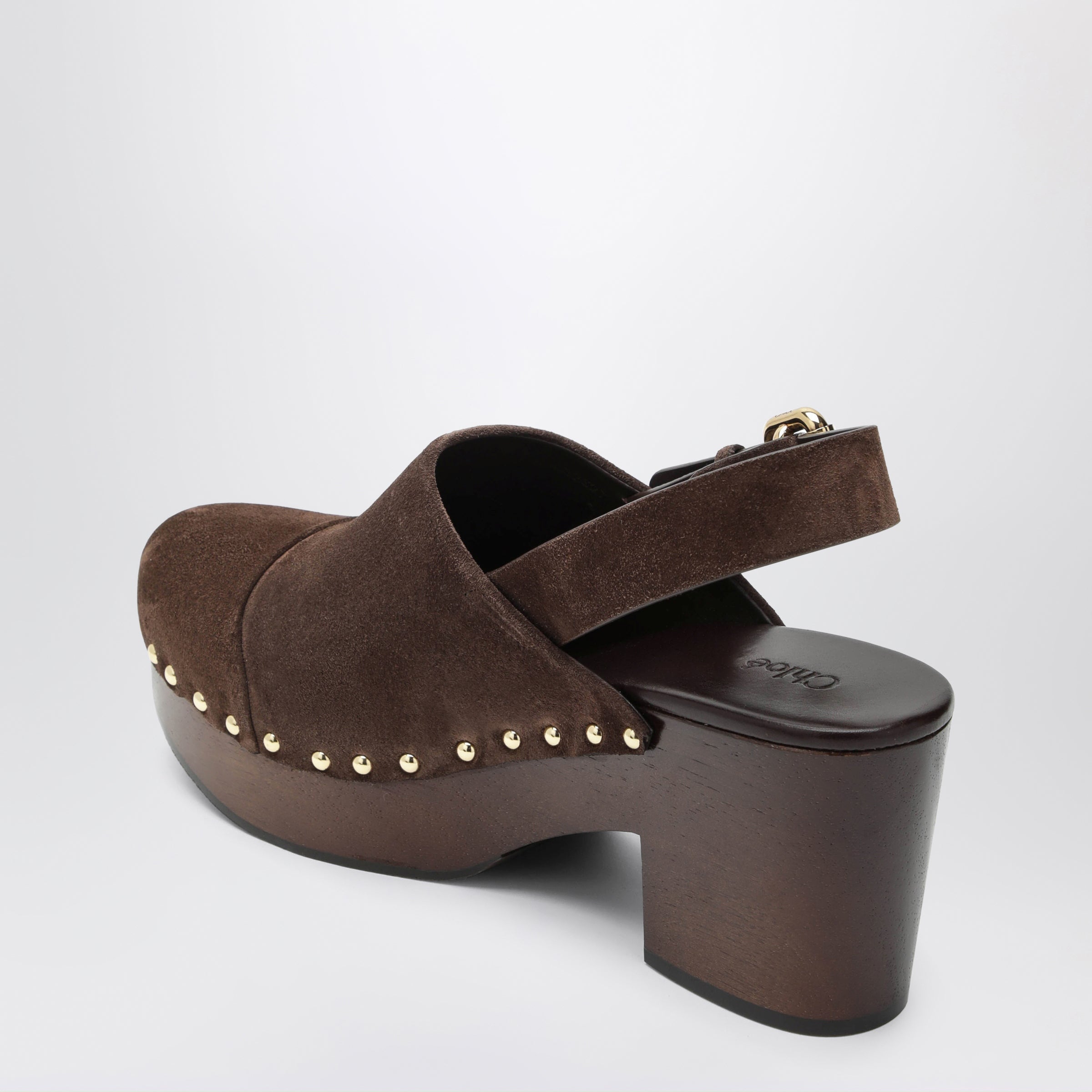 Chloe Jeannette Wedge Clogs In Suede Calfskin, Chocolate Brown Women