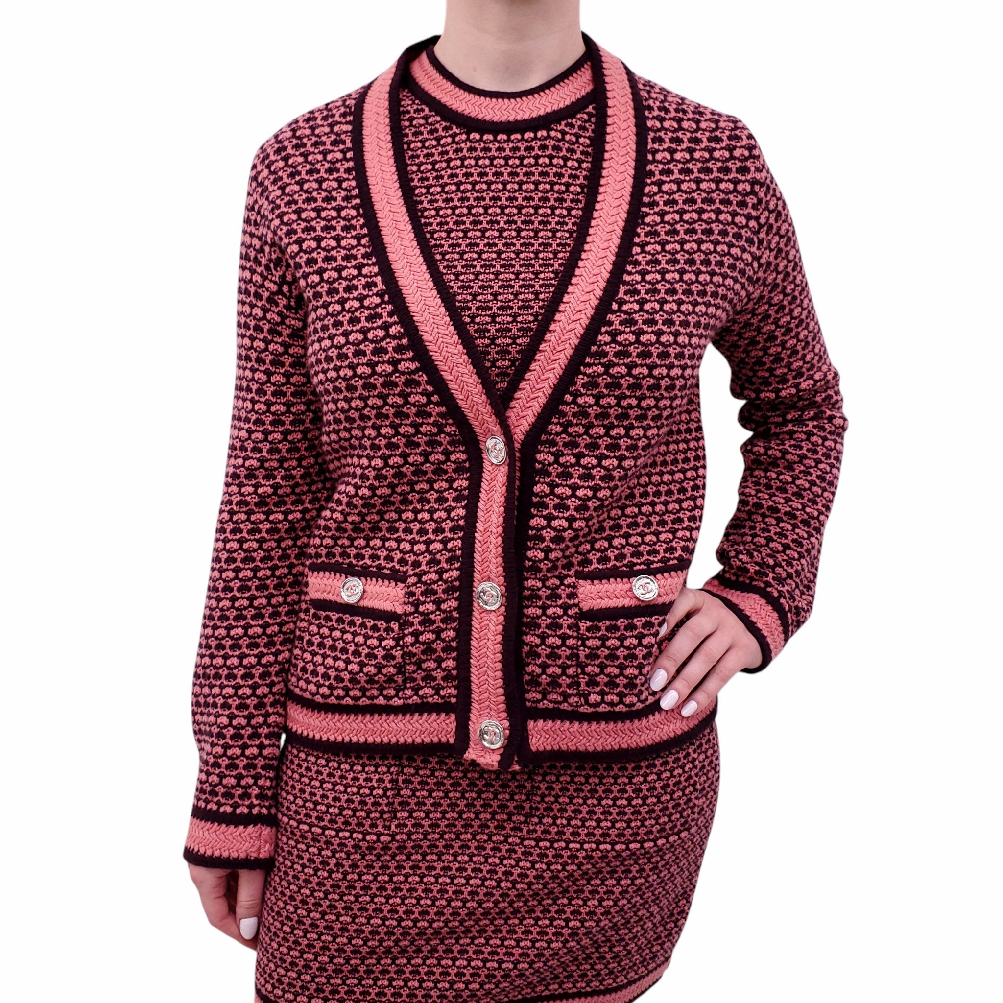 CHANEL 2023 CARDIGAN WITH CC LOGO BUTTONS - SIZE 36