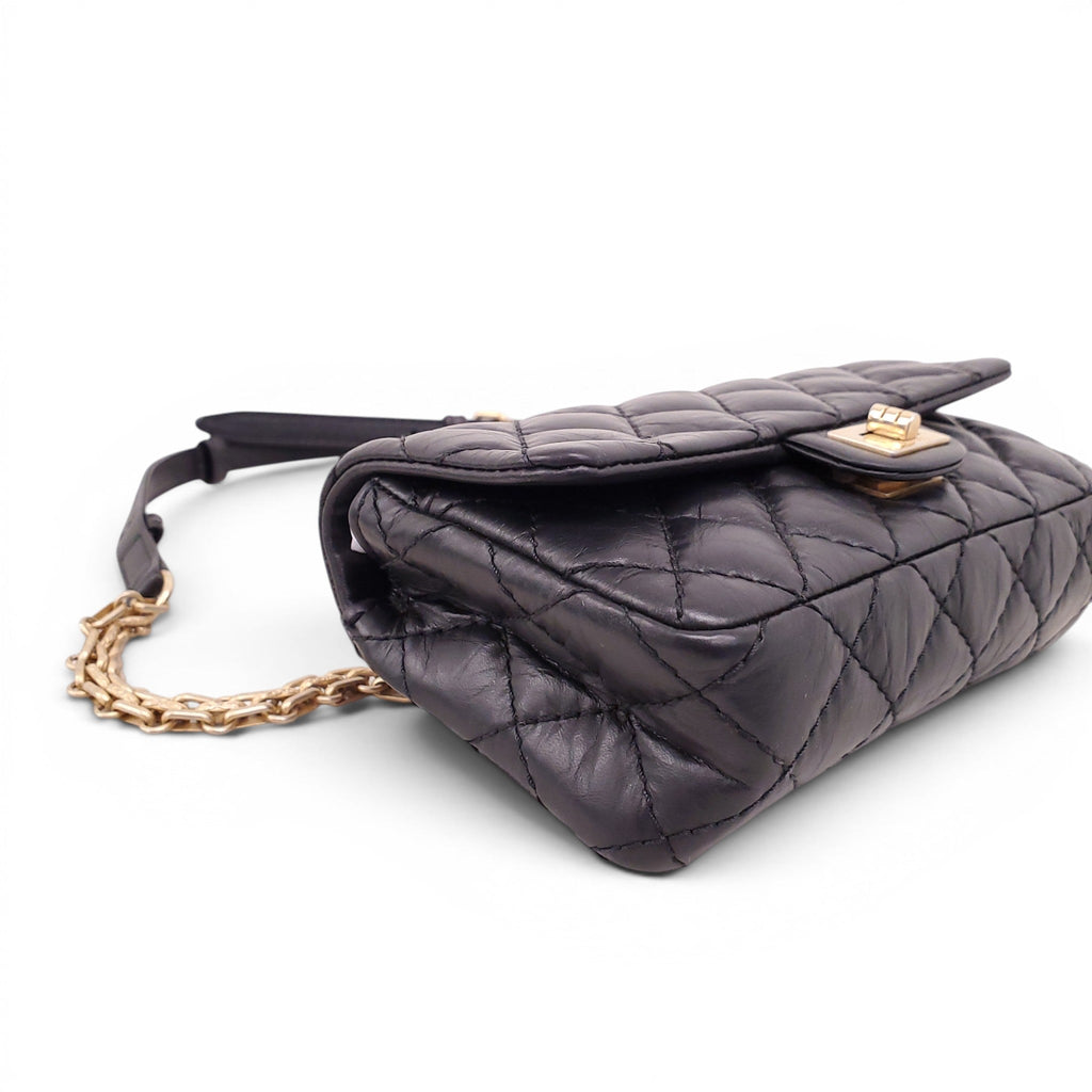 CHANEL BLACK AGED CALFSKIN RE-ISSUE BELT BAG