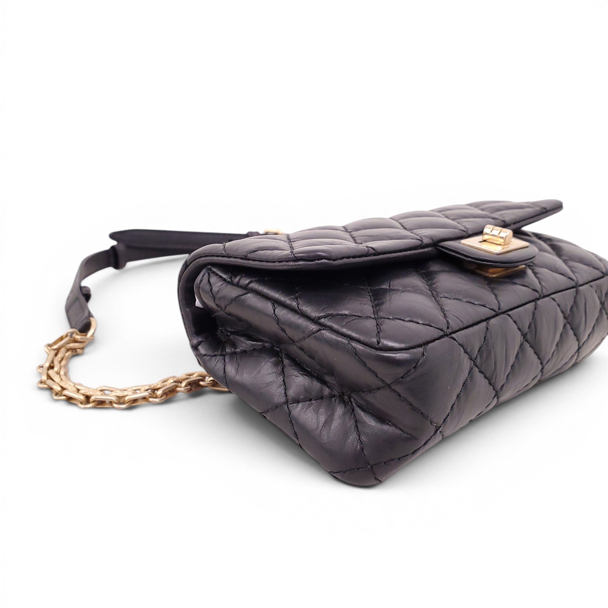 CHANEL BLACK AGED CALFSKIN RE-ISSUE BELT BAG