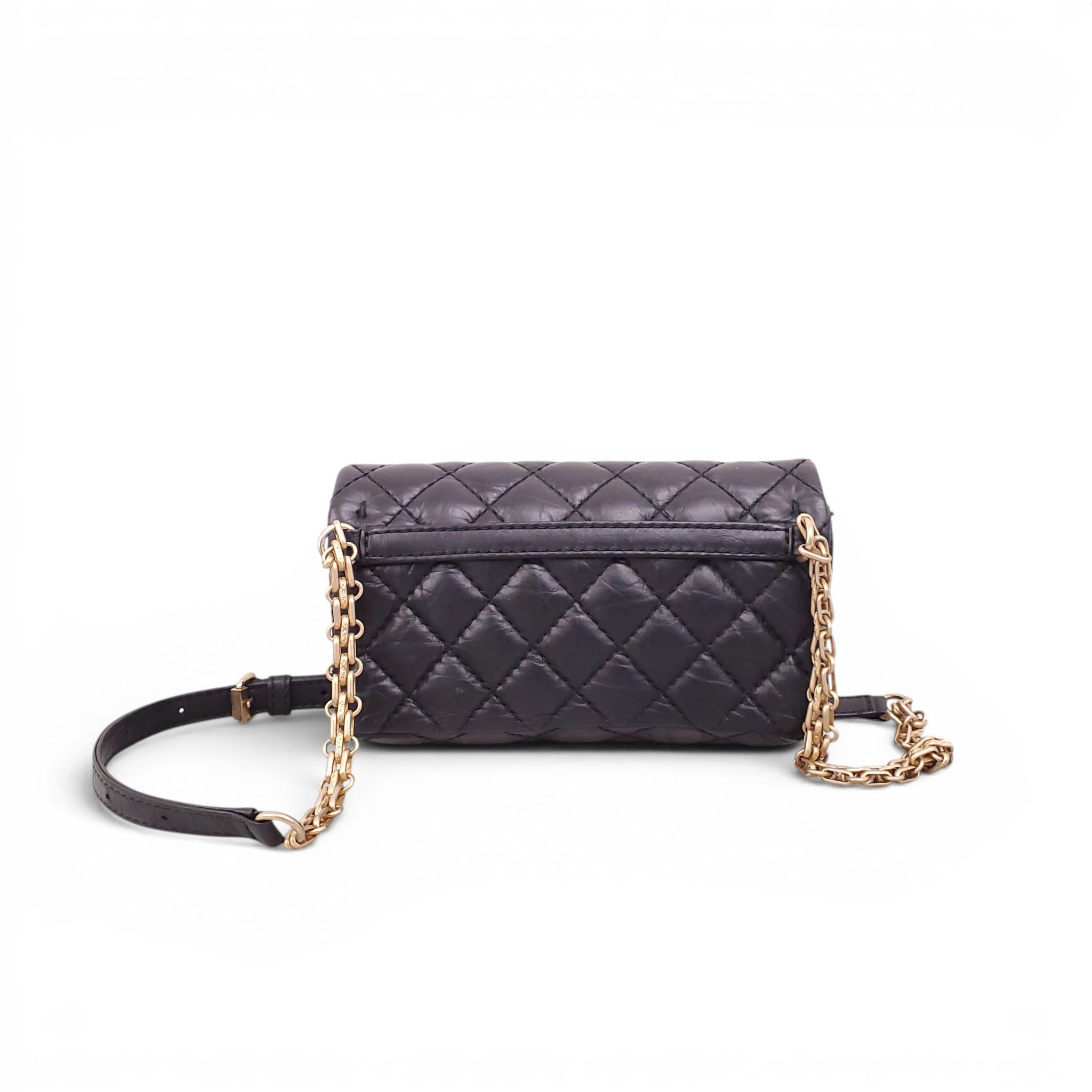 CHANEL BLACK AGED CALFSKIN RE-ISSUE BELT BAG