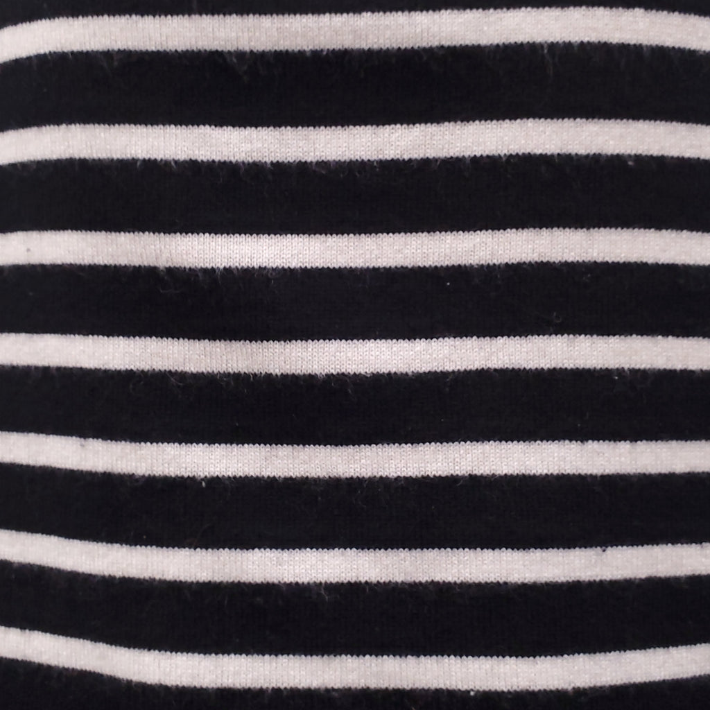 CHANEL BLACK AND WHITE STRIPED LOGO SCARF