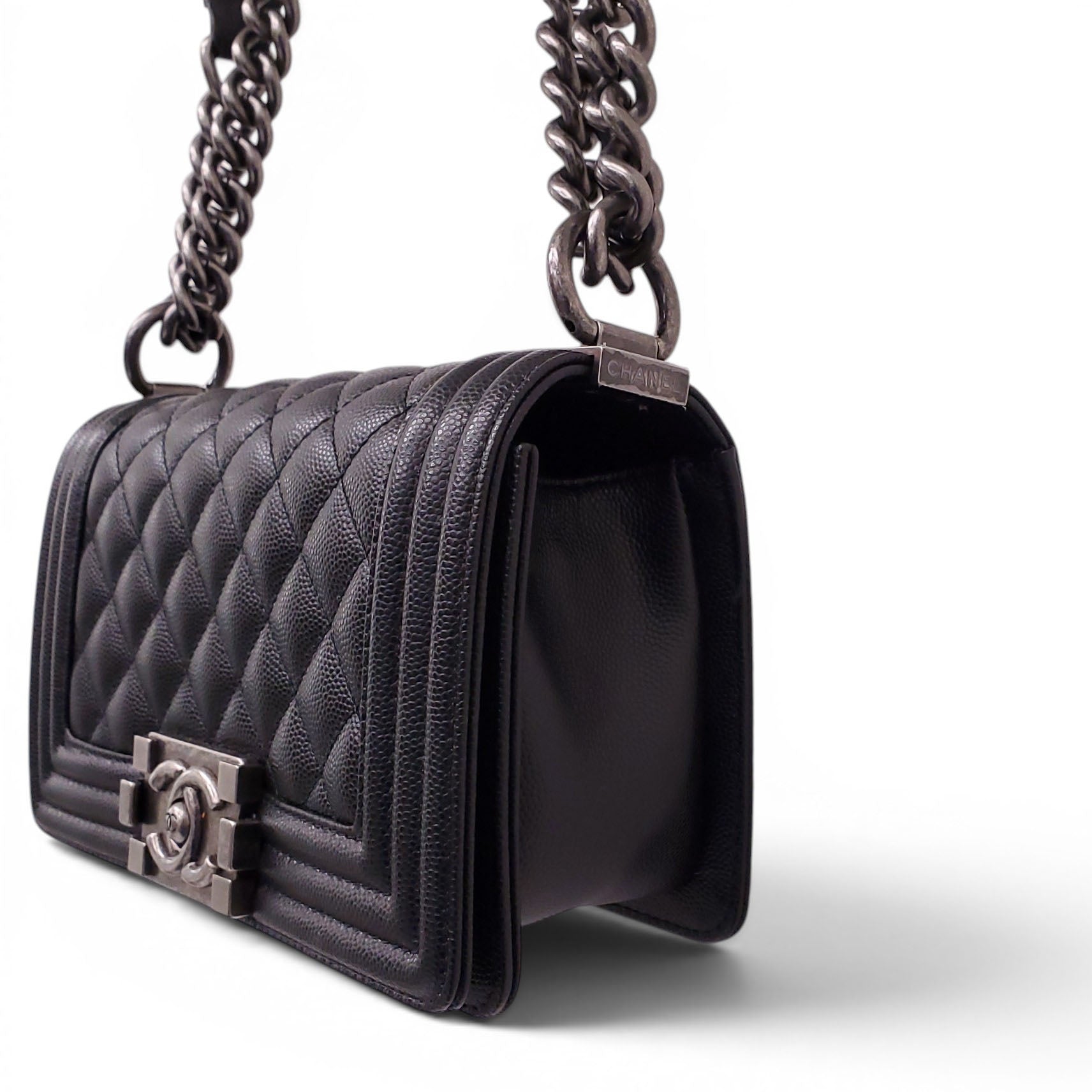 CHANEL BLACK CAVIAR SMALL BOY BAG