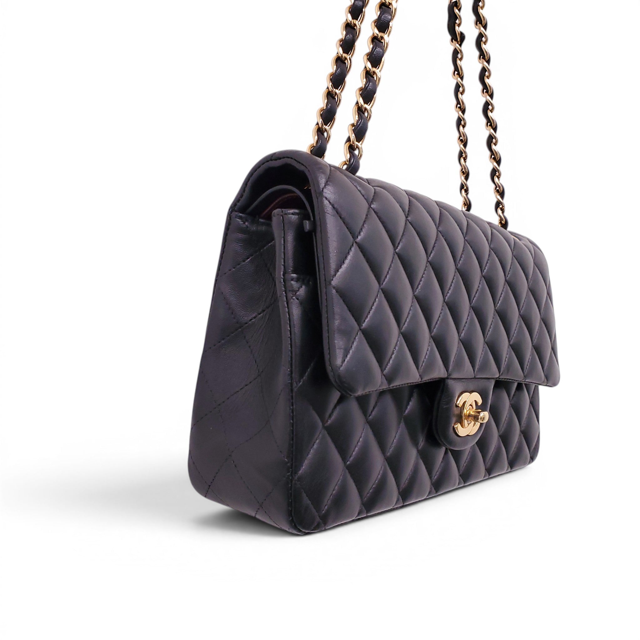 CHANEL MEDIUM BLACK CLASSIC LAMBSKIN DOUBLE FLAP BAG