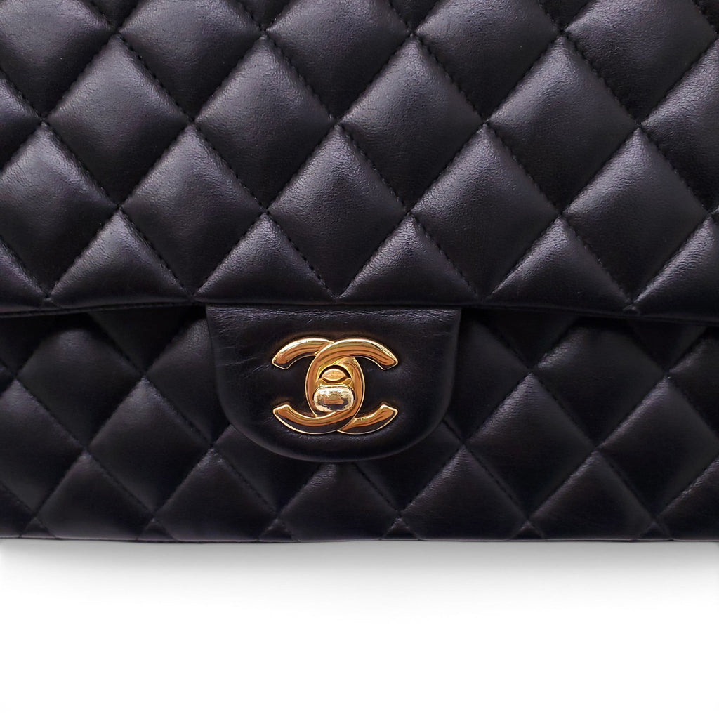 CHANEL MEDIUM BLACK CLASSIC LAMBSKIN DOUBLE FLAP BAG