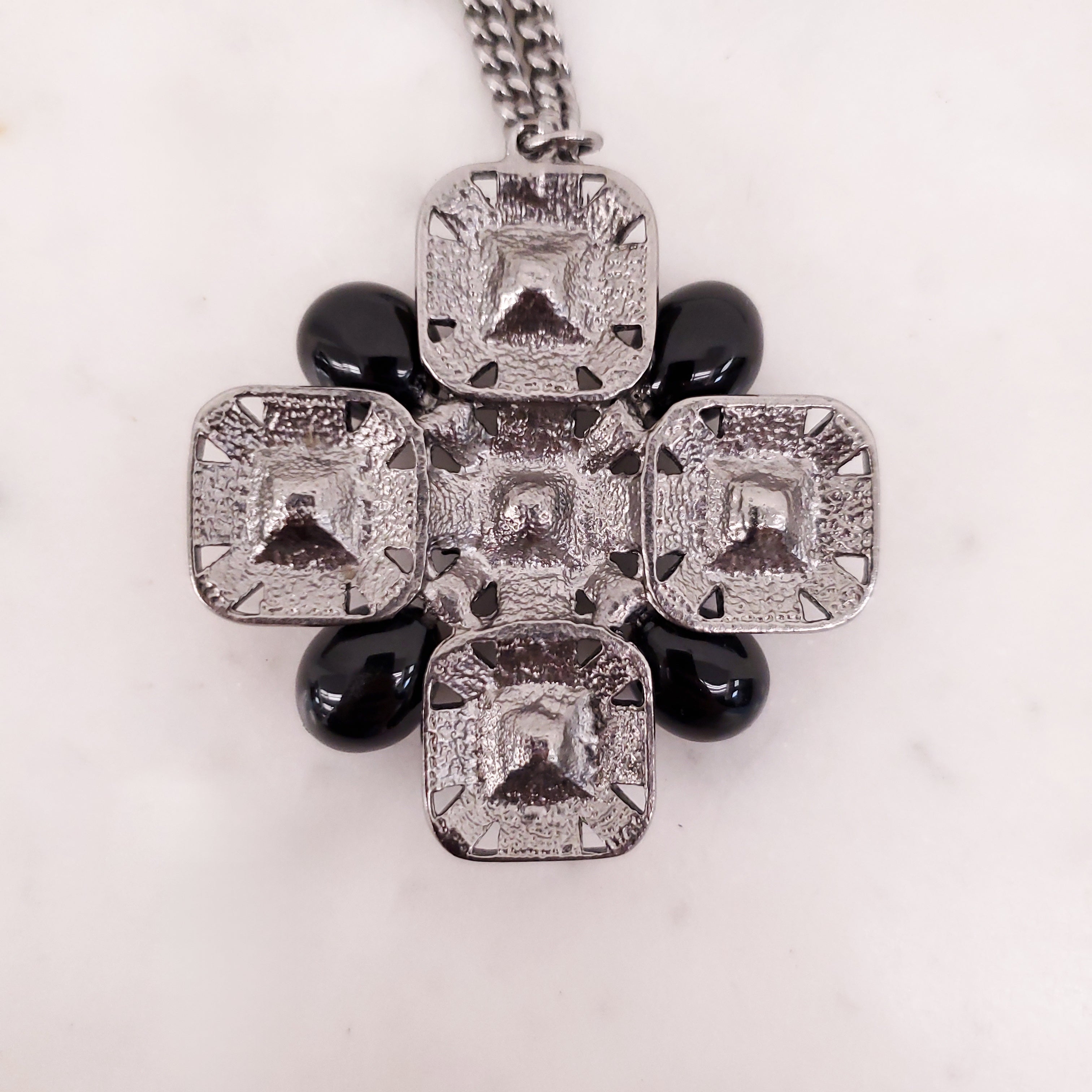 CHANEL BLACK CRYSTAL CROSS WITH LOGO