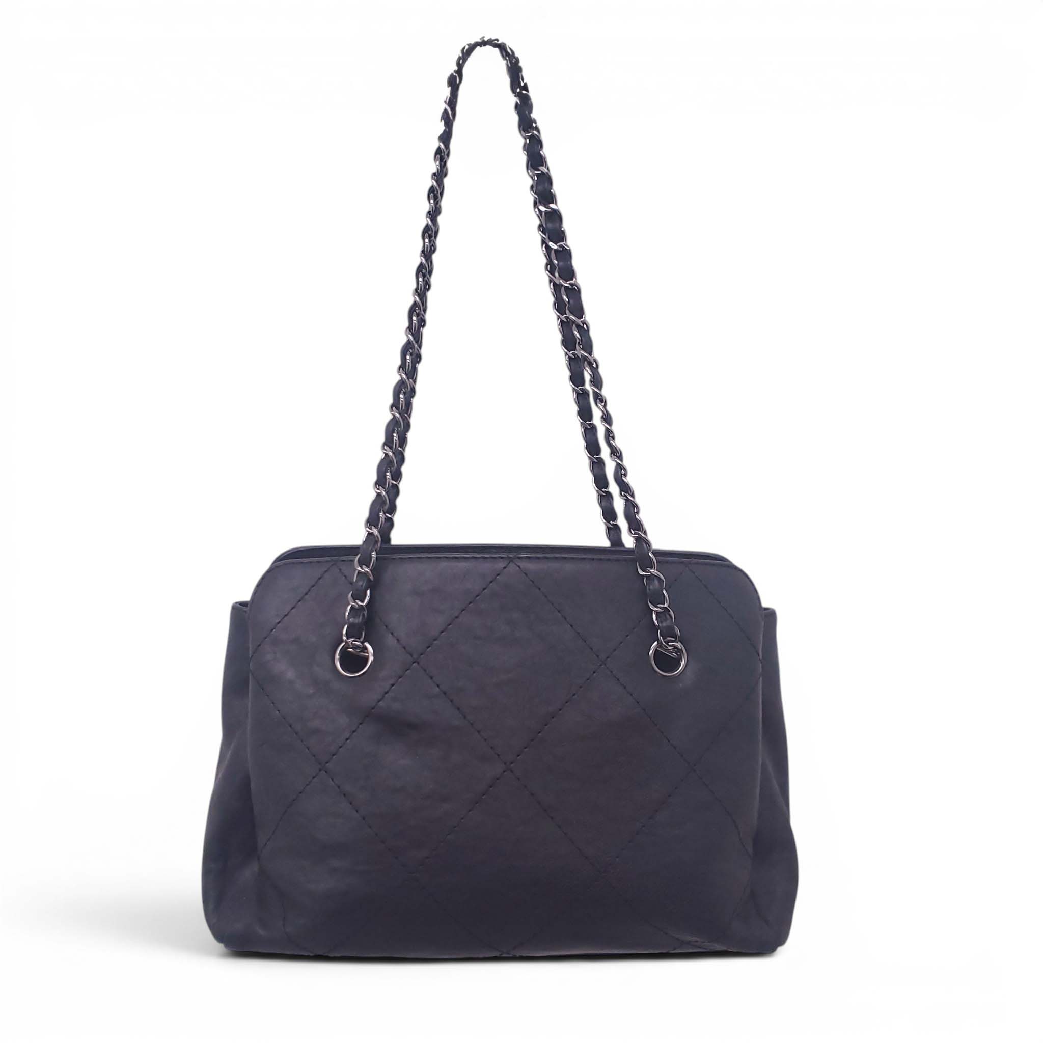 CHANEL BLACK HAMPTONS SHOPPING TOTE BAG