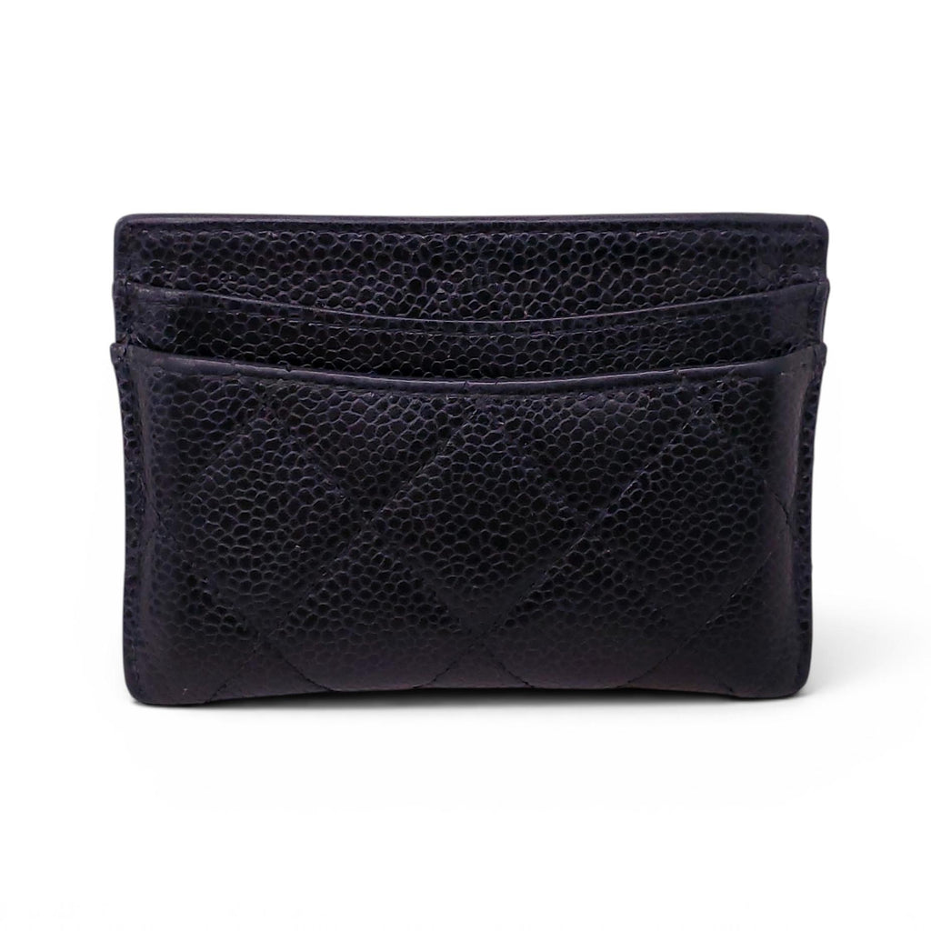 CHANEL BLACK LAMBSKIN LEATHER CARD HOLDER