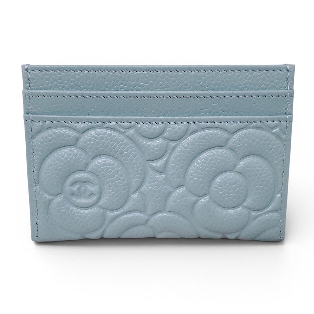 CHANEL BLUE CAMÉLIA CARD HOLDER