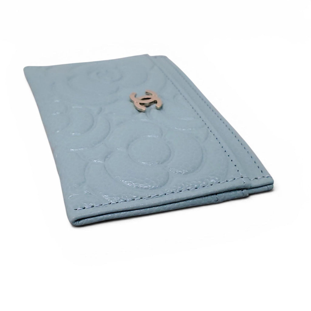 CHANEL BLUE CAMÉLIA CARD HOLDER
