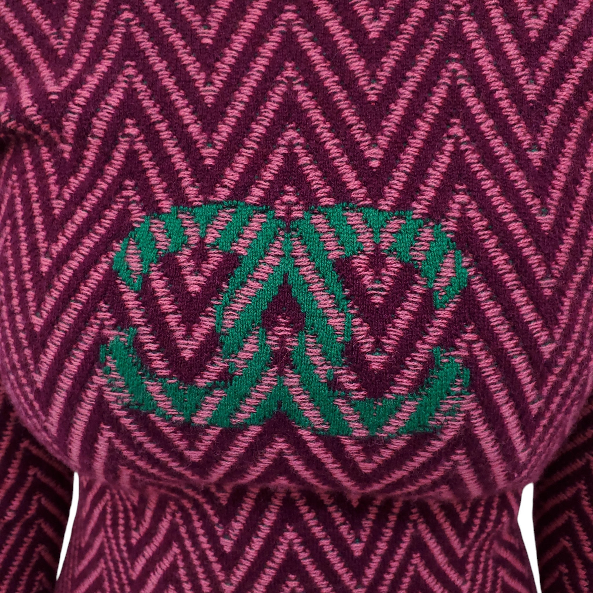 CHANEL BURGUNDY CHEVRON LOGO SWEATER DRESS - SIZE 34