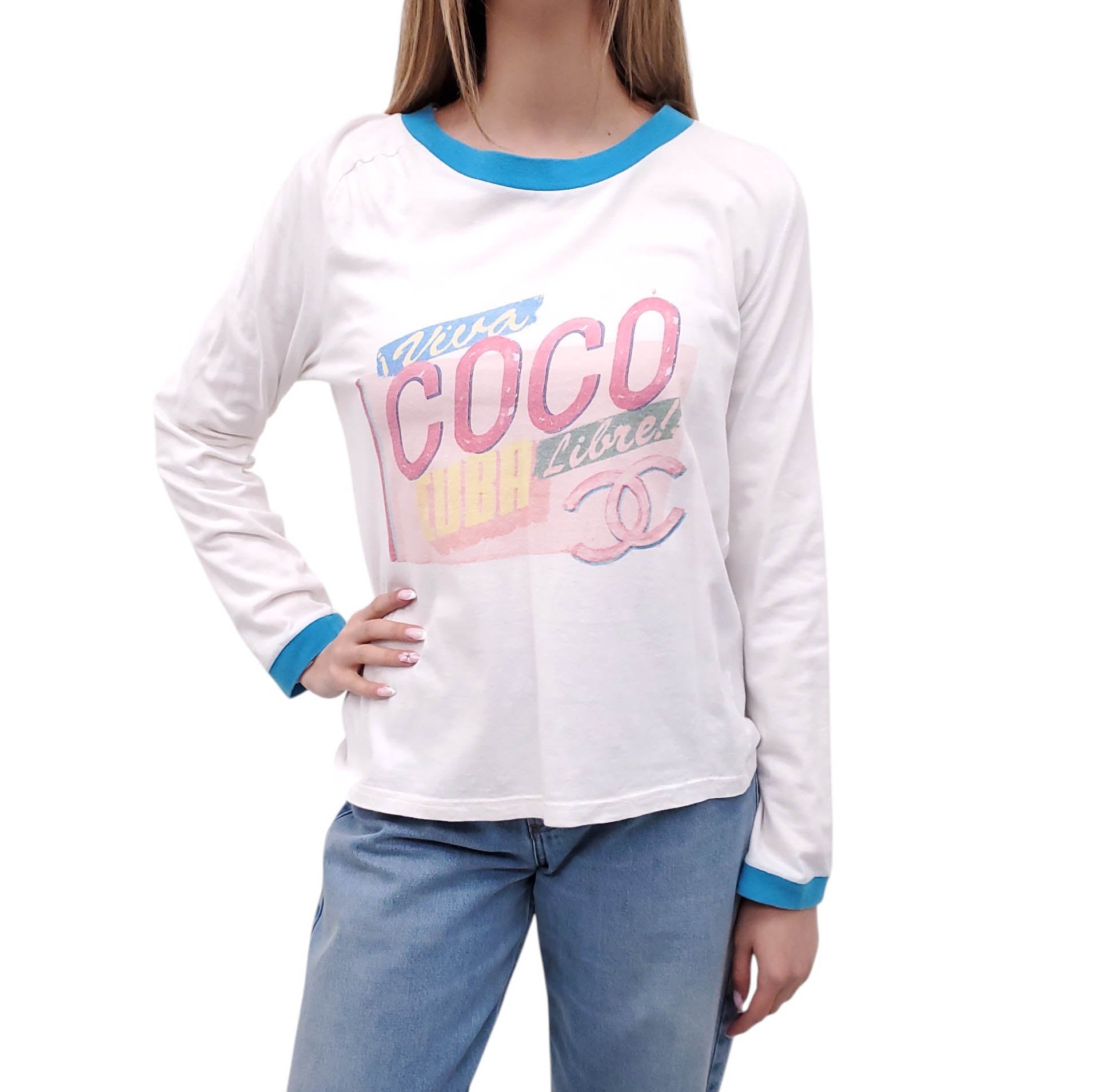 CHANEL COCO CUBA GRAPHIC LOGO TOP - SIZE M