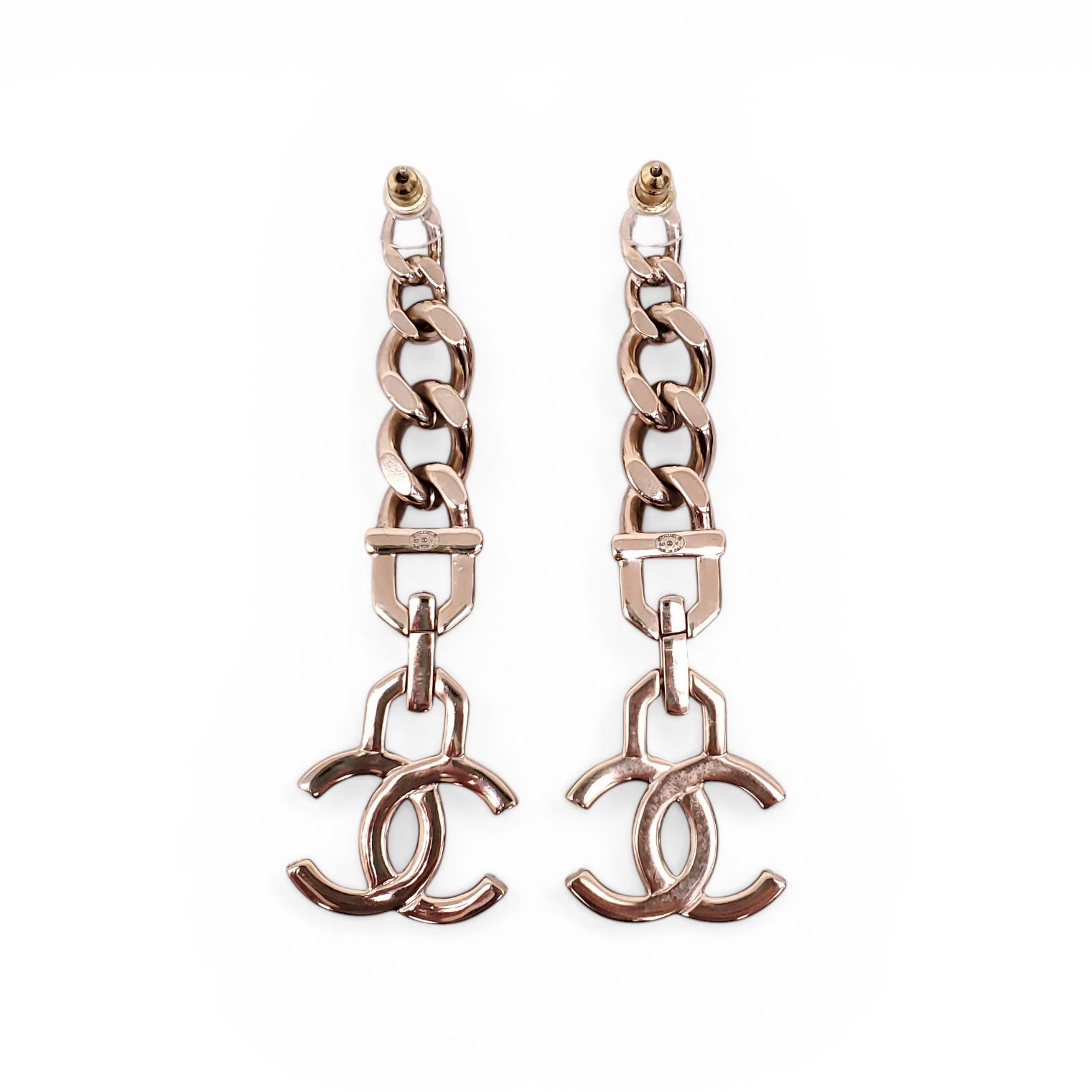 CHANEL CRYSTAL AND PEARL CC LOGO DROP EARRINGS
