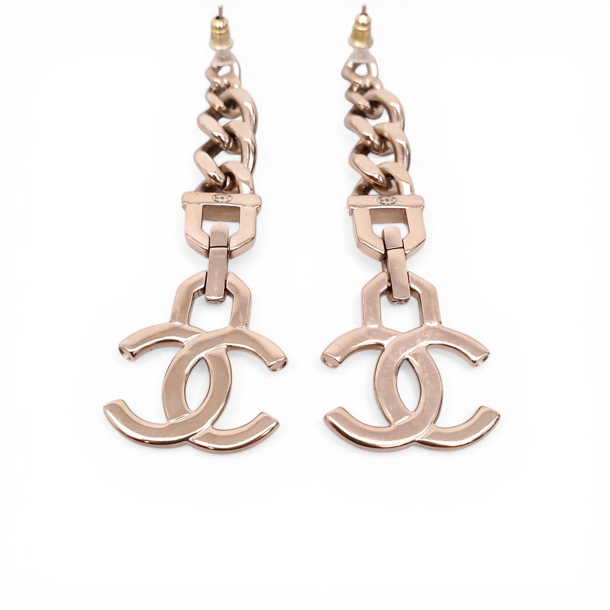 CHANEL CRYSTAL AND PEARL CC LOGO DROP EARRINGS