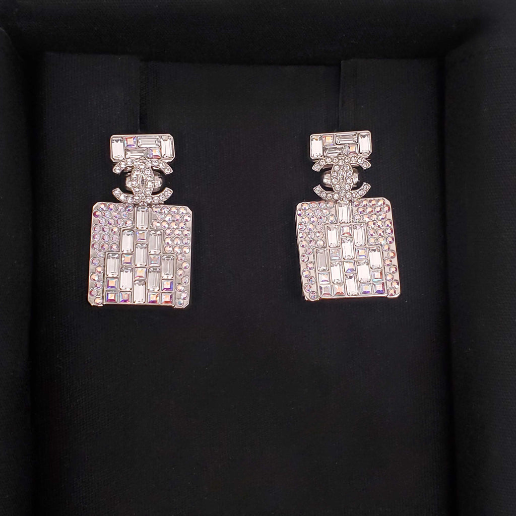 CHANEL CRYSTAL PERFUME BOTTLE EARRINGS