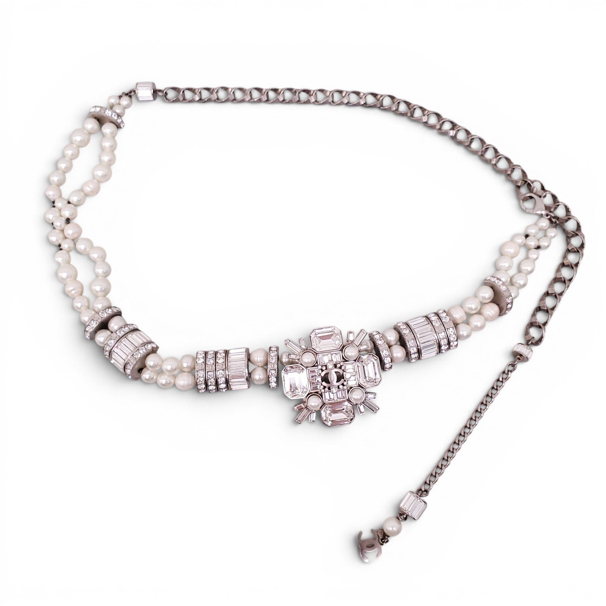 CHANEL FAUX PEARL CRYSTAL BELT