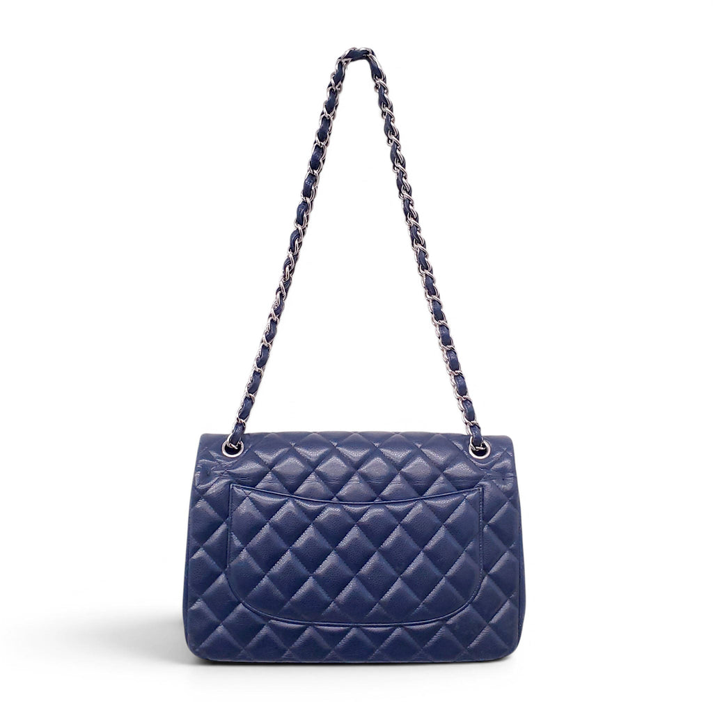 CHANEL JUMBO NAVY CAVIAR LEATHER DOUBLE FLAP BAG
