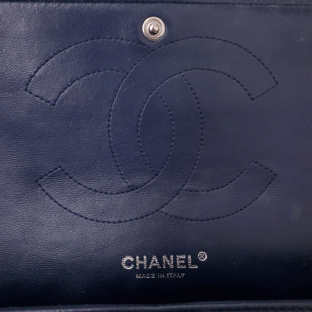 CHANEL JUMBO NAVY CAVIAR LEATHER DOUBLE FLAP BAG