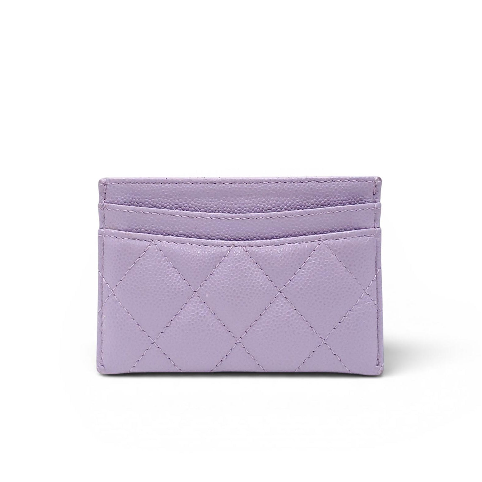 CHANEL LILAC QUILTED LEATHER CARD HOLDER
