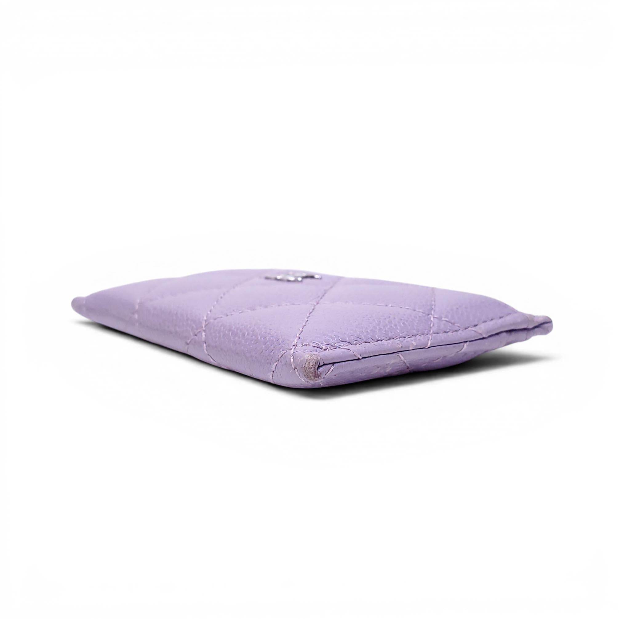 CHANEL LILAC QUILTED LEATHER CARD HOLDER