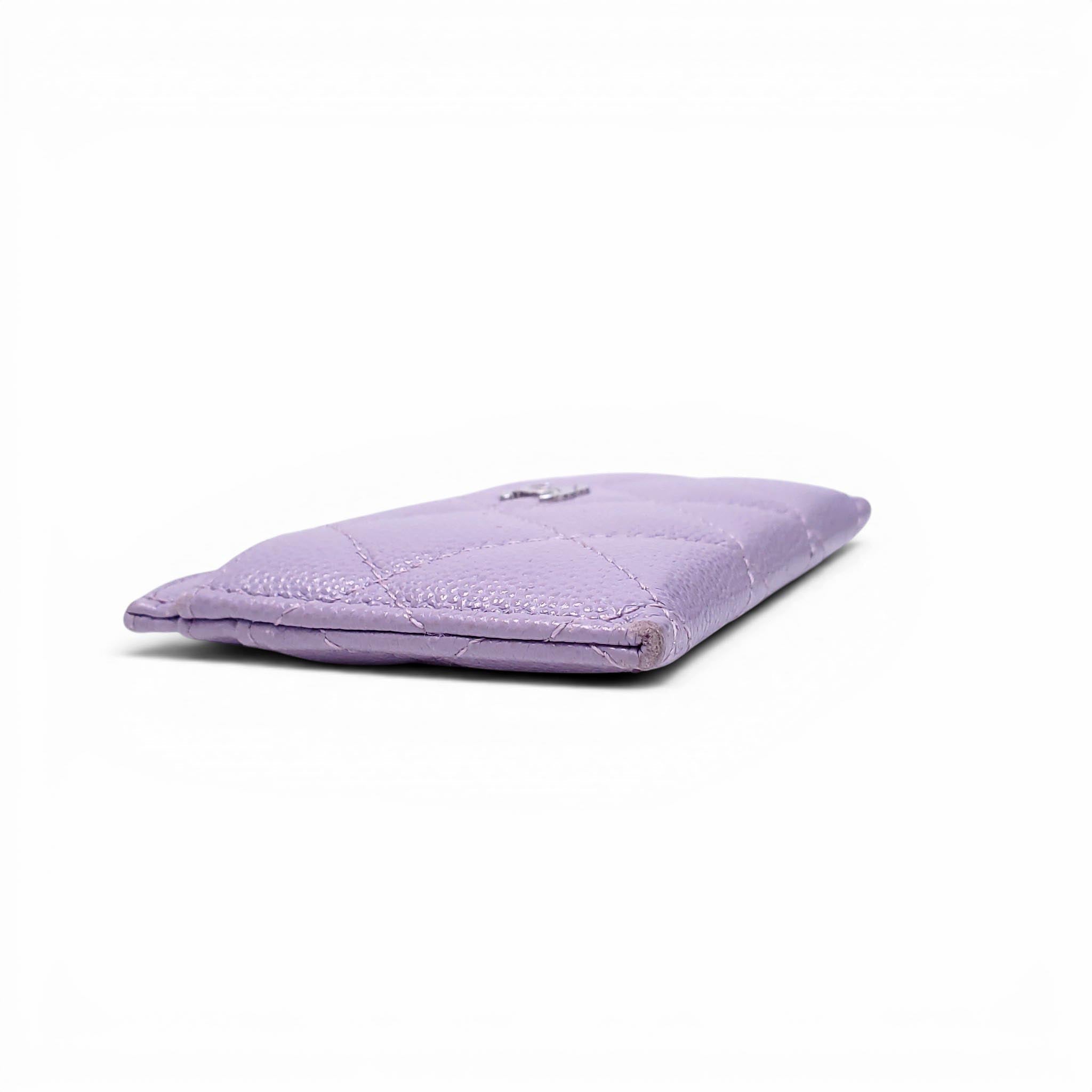 CHANEL LILAC QUILTED LEATHER CARD HOLDER