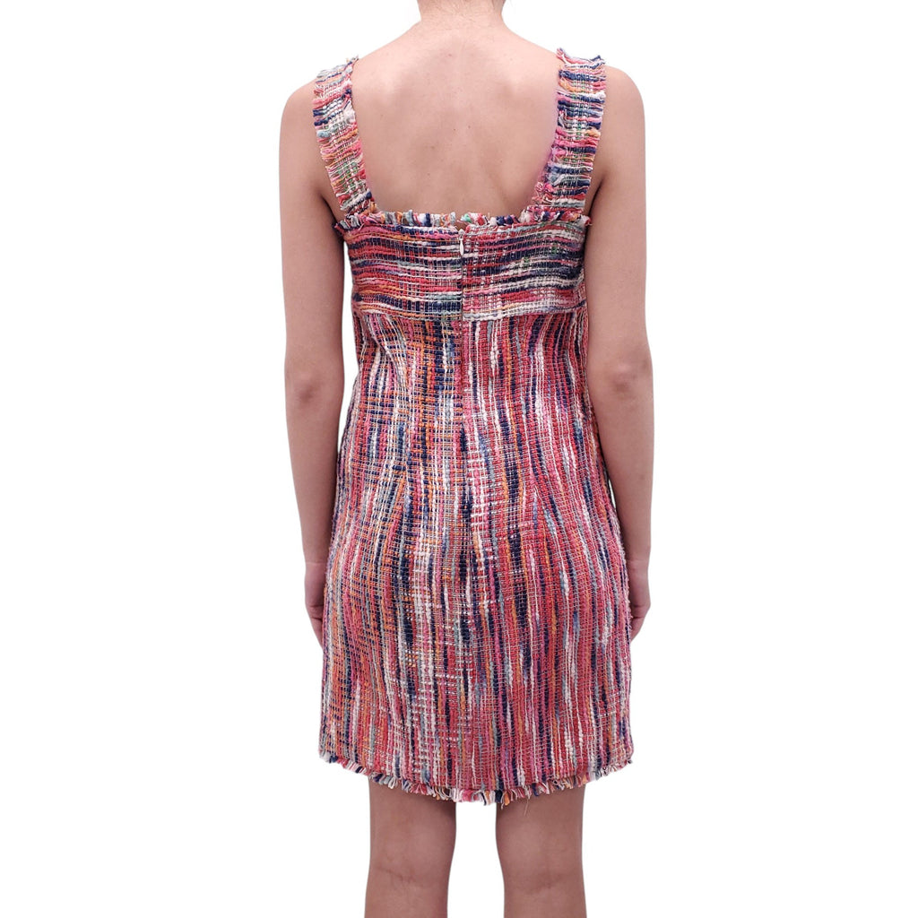 CHANEL MULTICOLOURED TWEED MINI DRESS - SIZE 40