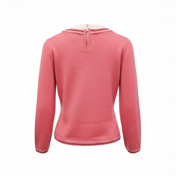 CHANEL PINK CASHMERE SWEATER WITH ZIPPER AND SNOWFLAKE BUTTONS - SIZE 36