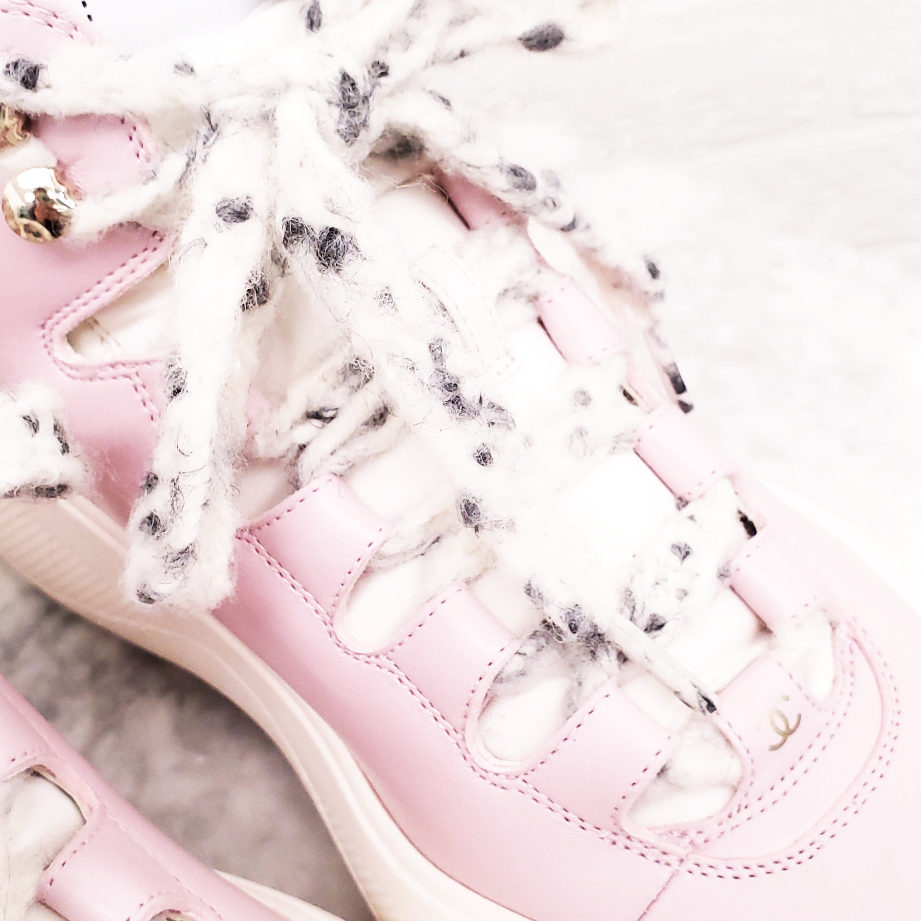 CHANEL PINK LEATHER LOGO BOOTS - SIZE 38.5
